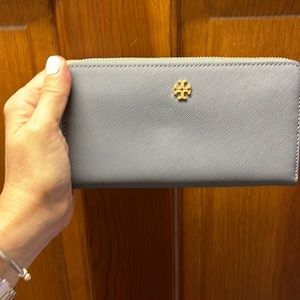Tory Burch blue accordion wallet